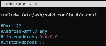 Poczatek pliku sshd_config